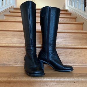 Black genuine leather boots